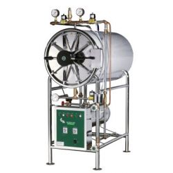 SISCO India High Pressure Cylindrical Steam Sterilizer with M.S Stand and Ring, Size 400 x 1100mm, Load 9kW