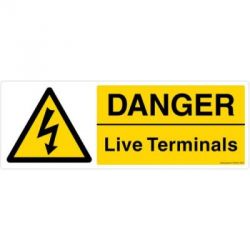 Safety Sign Store CW302-2159V-01 Danger: Live Terminals Sign Board