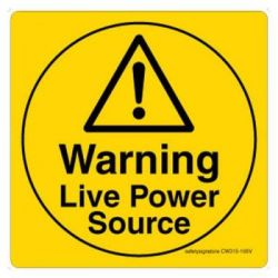 Safety Sign Store CW315-105V-01 Warning: Live Power Source Sign Board