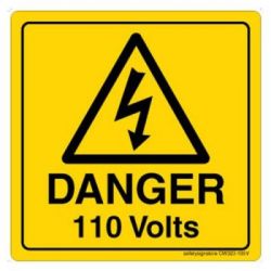 Safety Sign Store CW323-105PC-01 Danger: 110 Volts Sign Board
