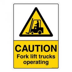 Safety Sign Store CW413-A4AL-01 Caution: Fork Lift Trucks Operating Sign Board