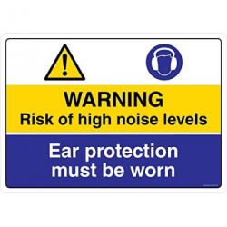Safety Sign Store CW427-A2PC-01 Warning: Noise Hazard Ear Protection Must Be Worn Sign Board