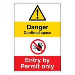 Safety Sign Store CW445-A3AL-01 Danger: Confined Space Entry By Permit Only Sign Board