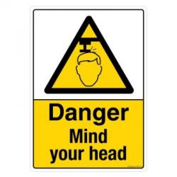 Safety Sign Store CW636-A3PC-01 Danger: Mind Your Head Sign Board