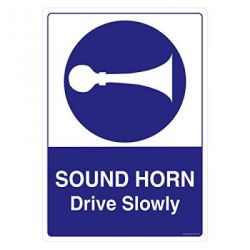 Safety Sign Store CW701-A2AL-01 Sound Horn Drive Slowly Sign Board