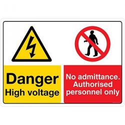 Safety Sign Store CW706-A2AL-01 Danger: High Voltage No Admittance Sign Board