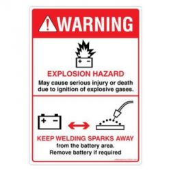 Safety Sign Store DS201-A6V-01 Warning: Battery Explosion Hazard Sign Board