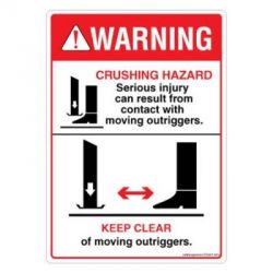 Safety Sign Store DS407-A6PC-01 Warning: Crushing Hazard-Jacks Sign Board