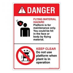 Safety Sign Store DS423-A4V-01 Danger: Flying Material Hazard Sign Board