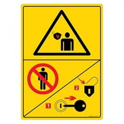 Safety Sign Store DS432-A4PC-01 Warning: Flying Material Hazard - Graphic Sign Board
