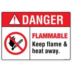 Safety Sign Store FS117-A4AL-01 Danger: Flammable Sign Board