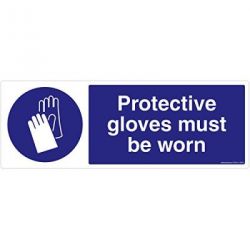 Safety Sign Store FS612-1029V-01 Protective Gloves Must Be Worn Sign Board