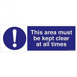 Safety Sign Store FS633-1029AL-01 This Area Must Be Kept Clear At All Times Sign Board