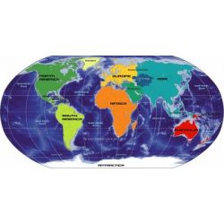 Asian Maps of Continents, Gloss, Size 70 x 100cm