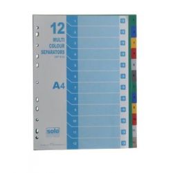 Solo SP 512 Separator (With Index - Set of 12), Size A4, Multi Color