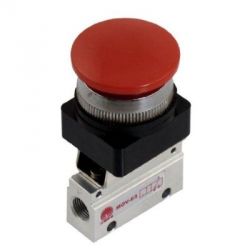 Techno MOV03A Push Button, Way 3/2, Thread Size 1/8inch, Color Red