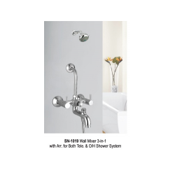 Wall Mixer 3 in 1 with Arrangement For Both Telephone Shower & Over head Shower System