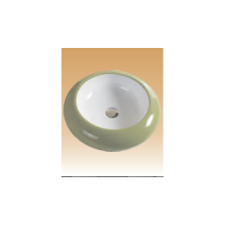 White/Green Art Basin Colored -  Button - 490x490x140 mm