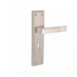 Harrison 20601 Economy Door Handle Set with Computer Key, Design PTC, Lock Type CY, Finish S/C, Size 250mm, No. of Keys 3, Lever/Pin 5P, Material White Metal, Computer Key Length 250mm