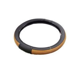 V-Grip Steering Cover Black & Wooden Skoda -Rapid, Color Black Wooden, Material PU/PVC