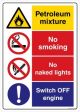 Safety Sign Store CW450-A2PC-01 Petroleum Mixture No Smoking Sign Board