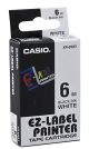 Casio XR-6WE1 Label Tape, Color Black on White, Size 6mm
