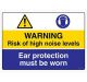 Safety Sign Store CW428-A3PC-01 Warning: Noise Hazard Ear Protection Must Be Worn Sign Board