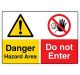 Safety Sign Store CW435-A3AL-01 Danger: Hazard Area Do Not Enter Sign Board