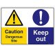 Safety Sign Store CW627-A4V-01 Caution: Dangerous Site Keep Out Sign Board