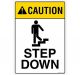 Safety Sign Store FS103-A4PC-01 Caution: Step Down Sign Board