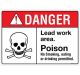 Safety Sign Store FS115-A3V-01 Danger: Lead Work Area Sign Board
