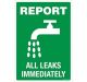 Safety Sign Store FS508-A4AL-01 Report All Leaks Immediately Sign Board
