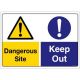 Safety Sign Store CW207-A2PC-01 Caution: Dangerous Site Keep Out Sign Board