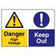 Safety Sign Store CW307-A2AL-01 Danger: High Voltage Keep Out Sign Board