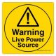 Safety Sign Store CW315-105PC-01 Warning: Live Power Source Sign Board