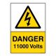 Safety Sign Store CW322-A3AL-01 Danger: 11000 Volts Sign Board