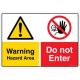 Safety Sign Store CW710-A3PC-01 Warning: Hazard Area Do Not Enter Sign Board