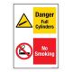 Safety Sign Store CW714-A3V-01 Danger: Full Cylinder No Smoking Sign Board