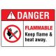 Safety Sign Store FS117-A3AL-01 Danger: Flammable Sign Board