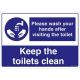 Safety Sign Store FS626-A3PC-01 Please Wash Your Hands After Visiting The Toilet Sign Board